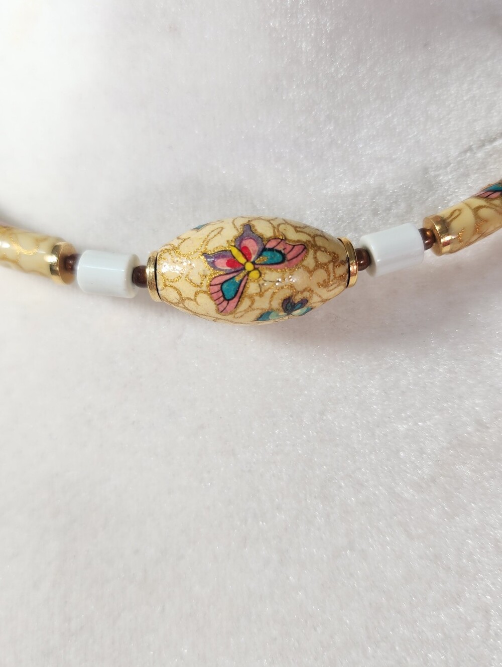 Vintage MCM Japan Porcelain Butterfly Collar Necklace Choker - Picture 3 of 7